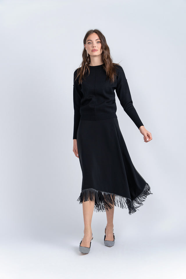 Leather Fringe Skirt