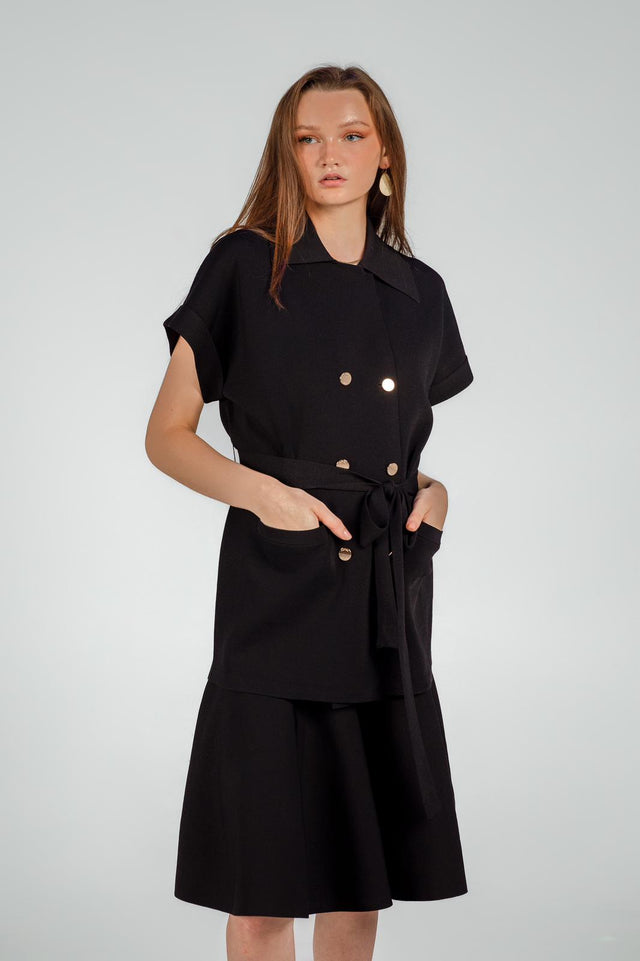 Long Knit Vest With Belt