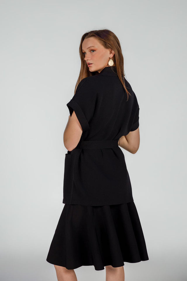 Long Knit Vest With Belt