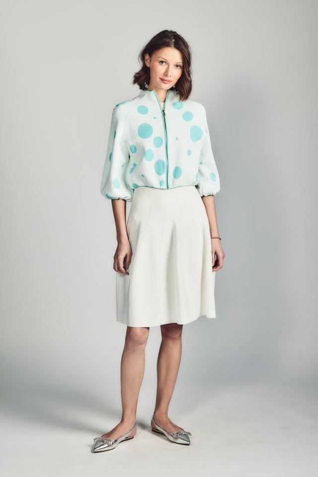 Polka Dot Cropped Knit Cardigan