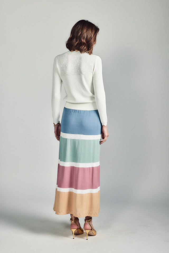 Tri Color Knit Maxi Skirt