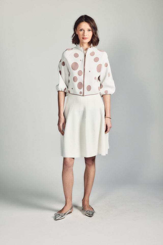 Polka Dot Cropped Knit Cardigan