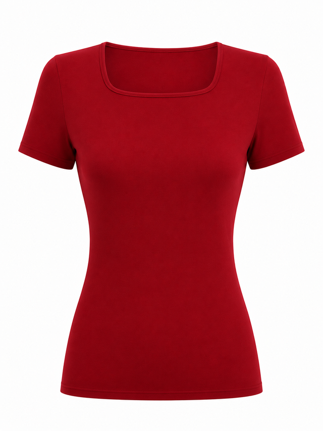 Square Neck Modal Top Short Sleeve