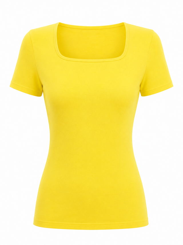Square Neck Modal Top Short Sleeve