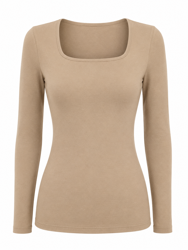 Square Neck Top Long Sleeve