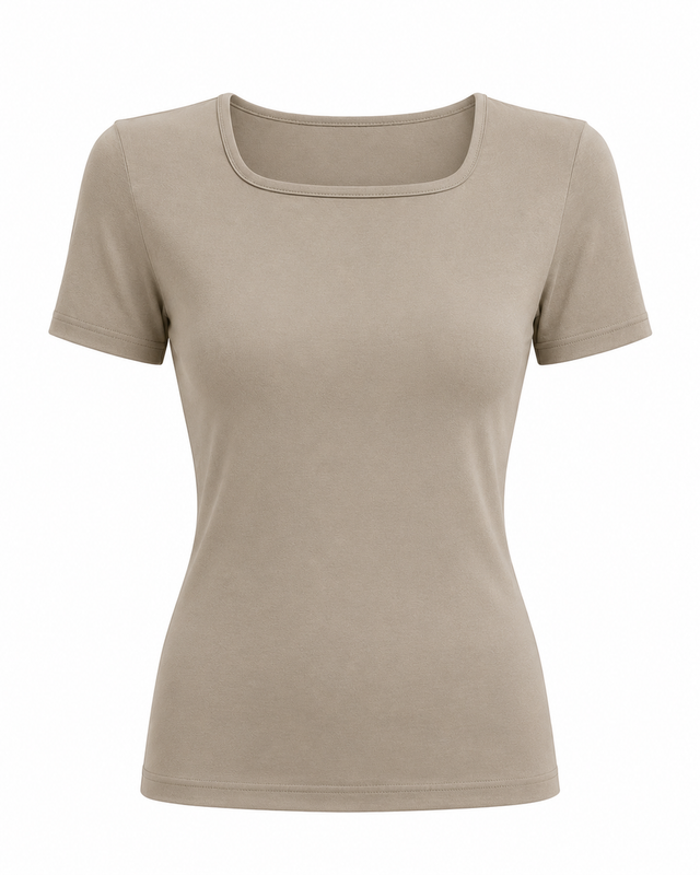 Square Neck Modal Top Short Sleeve