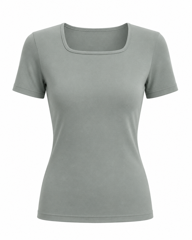 Square Neck Modal Top Short Sleeve