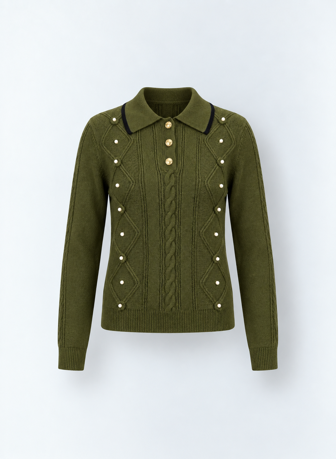 Diamond Cable Knit Polo
