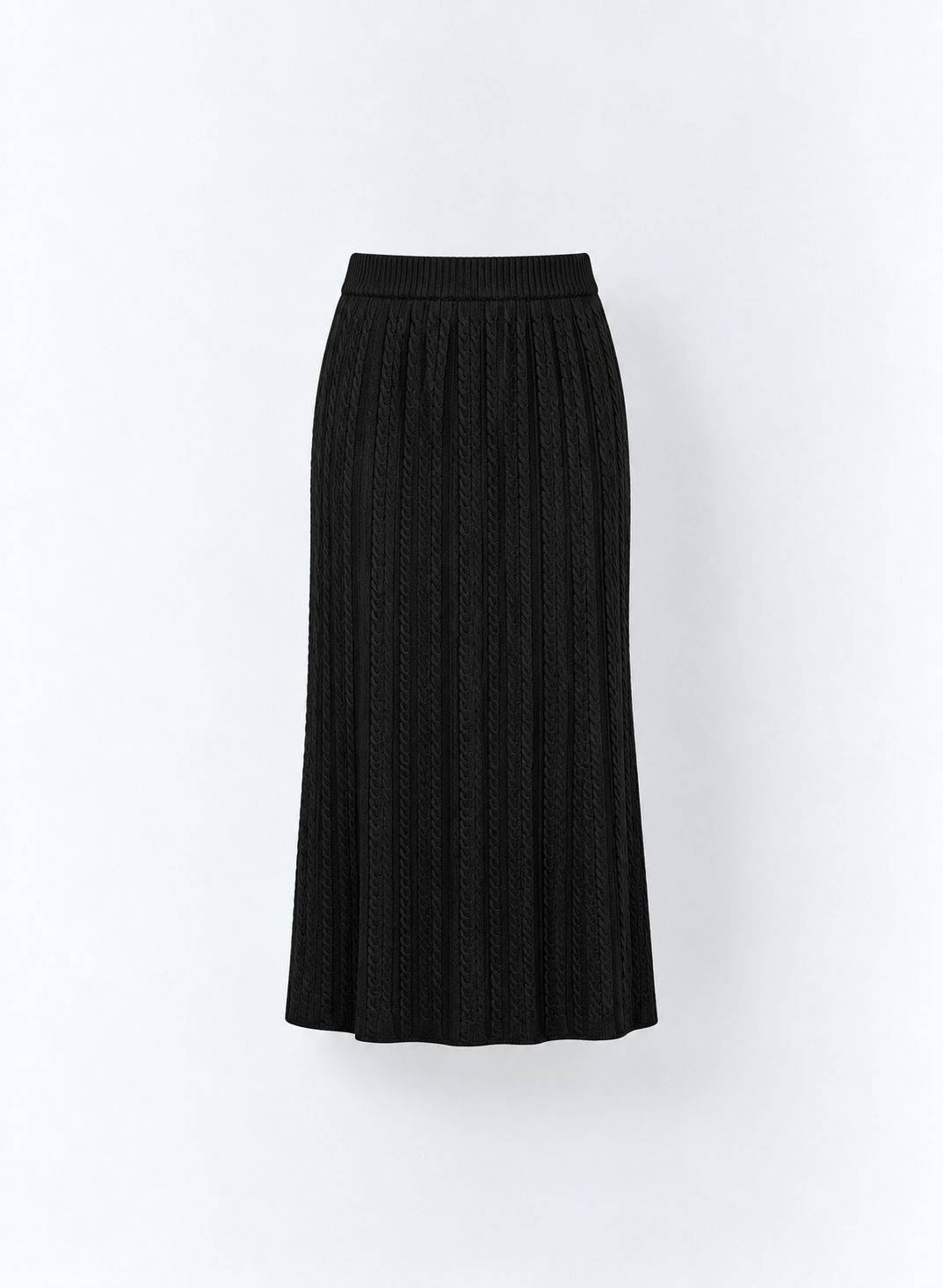 Black Cable Knit Maxi Skirt