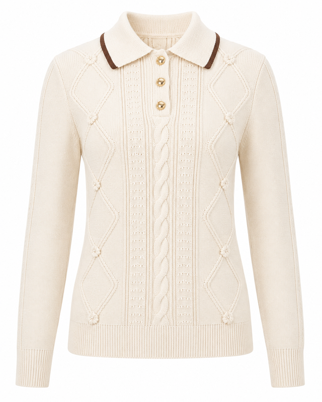 Diamond Cable Knit Polo