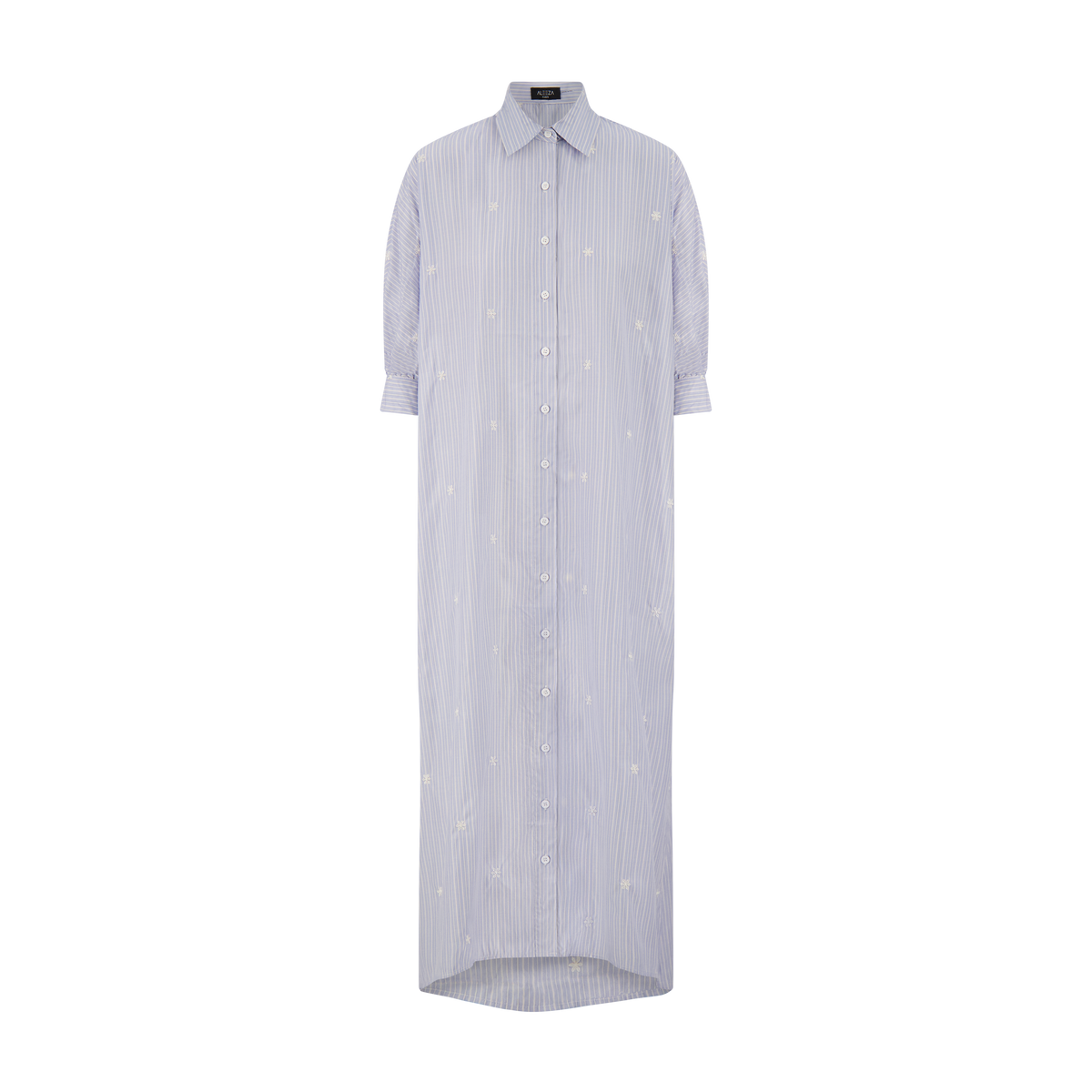 Embroidered Pinstripe Dress