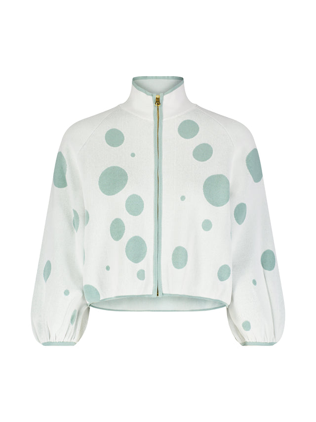 Polka Dot Cropped Knit Cardigan