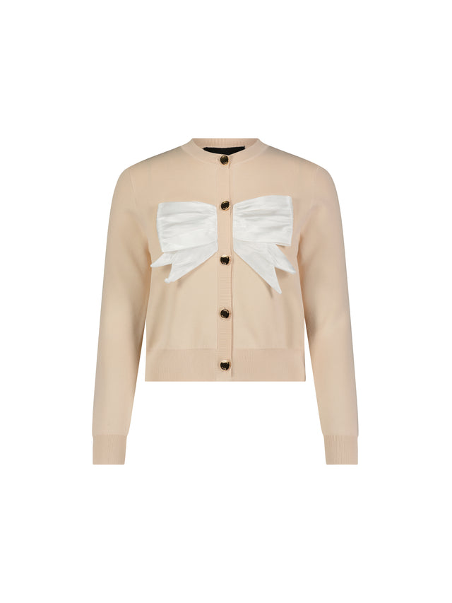Carol Satin Bow Knit Cardigan