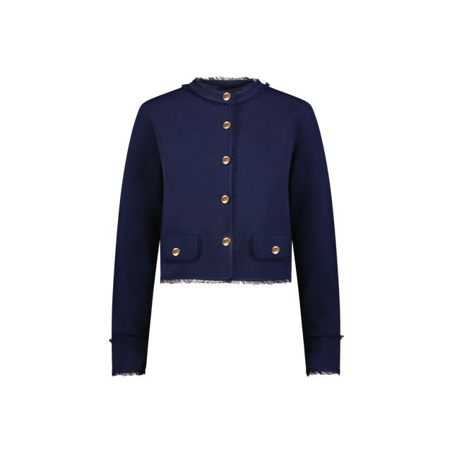 Cropped Button Jacket With Gold Accents