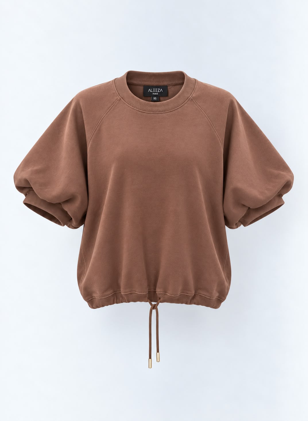 Short-Sleeve Puff-Sleeve Drawstring Top