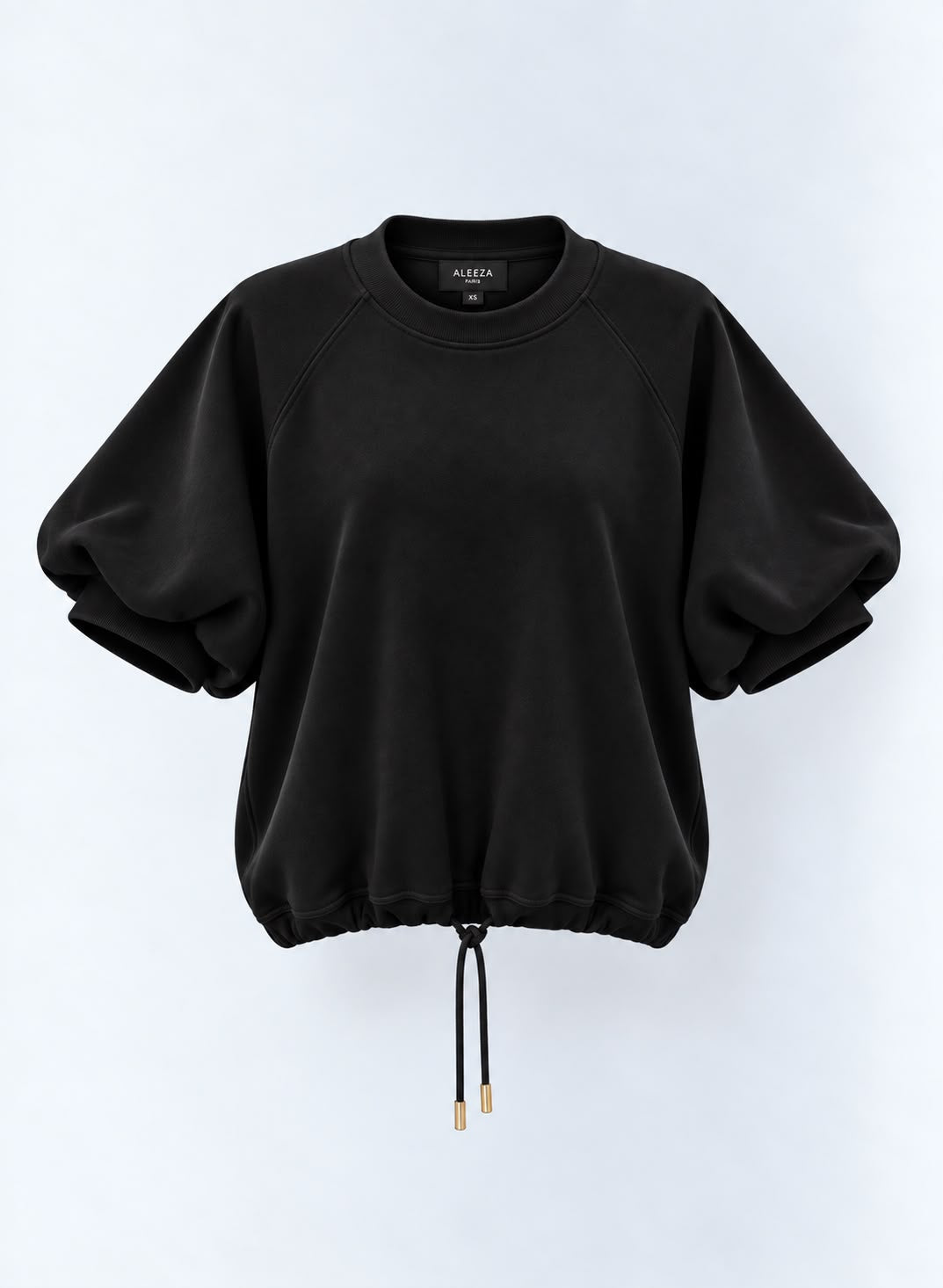 Short-Sleeve Puff-Sleeve Drawstring Top