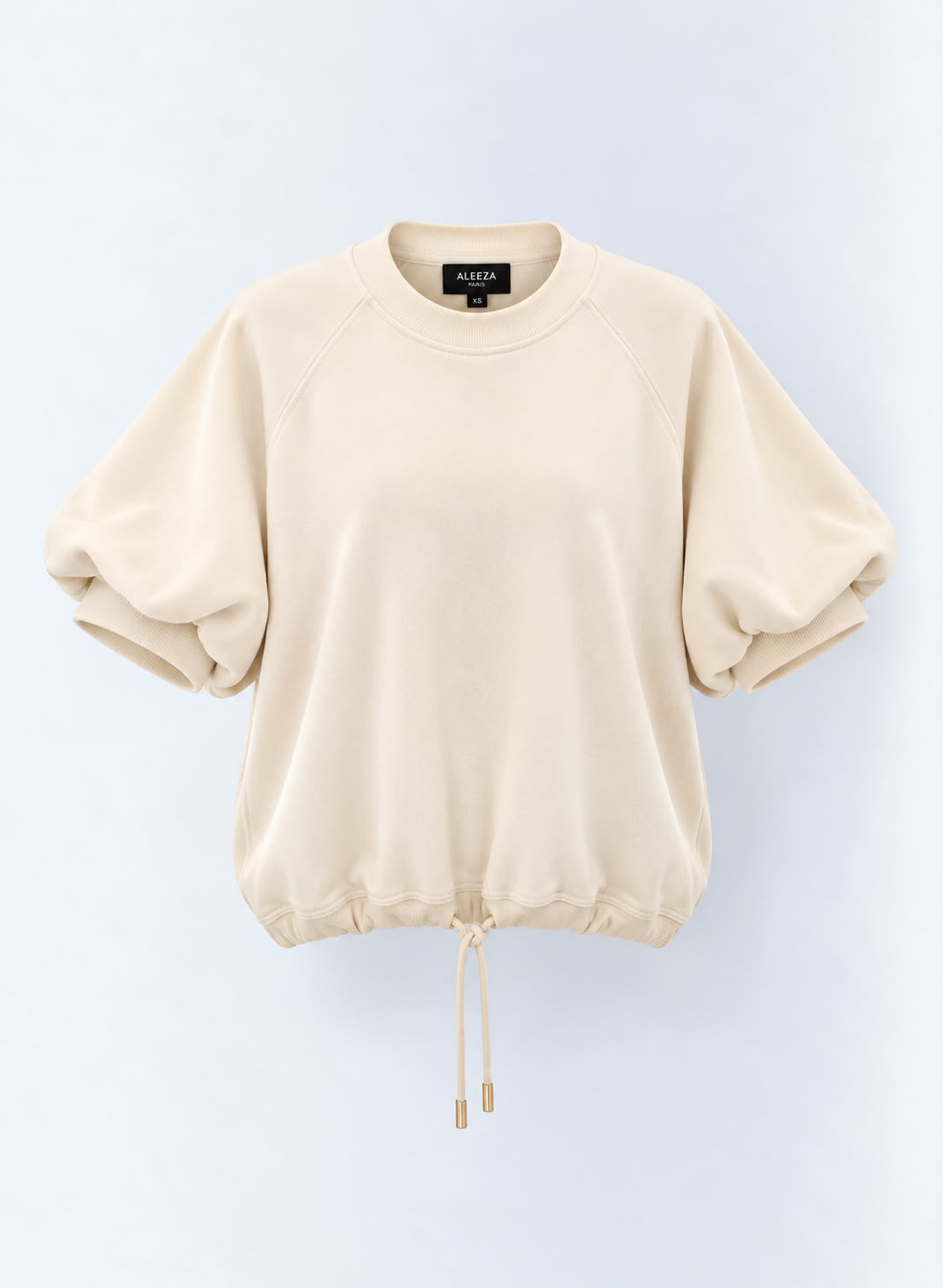 Short-Sleeve Puff-Sleeve Drawstring Top