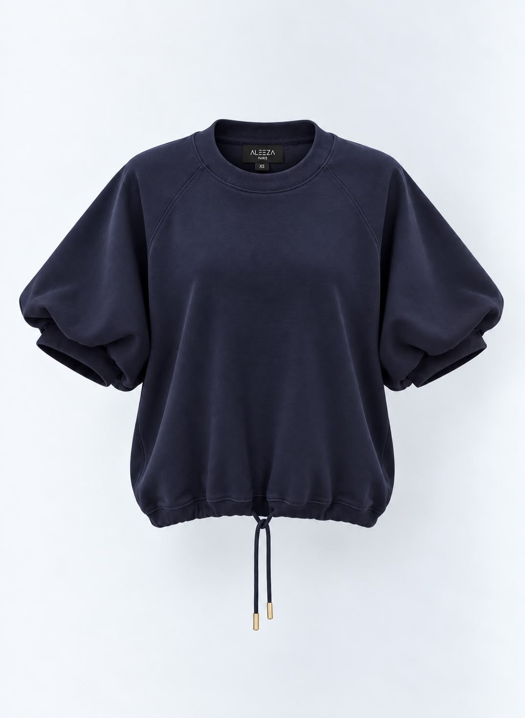 Short-Sleeve Puff-Sleeve Drawstring Top