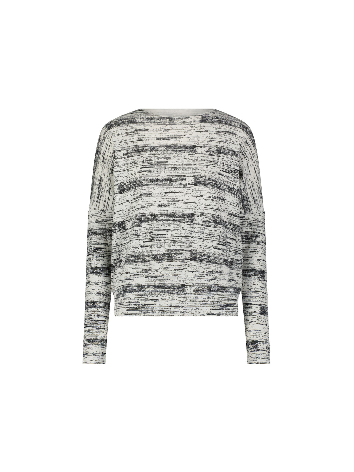 Aleeza Paris Abby Dolman Brick T-Shirt – modest top in Ivory, Black Print