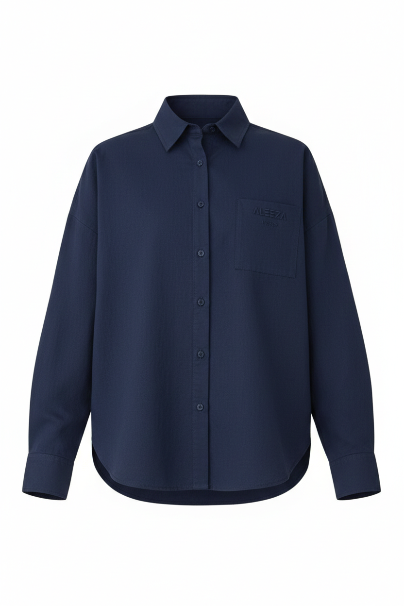 Aleeza Urban Button Down Top by Aleeza Paris – modest top in Navy