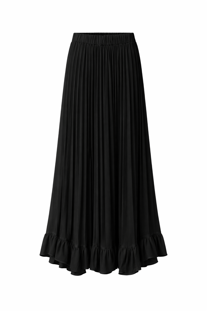 Aleeza Paris Amara Silk Pleated Maxi skirt – modest skirt in Black