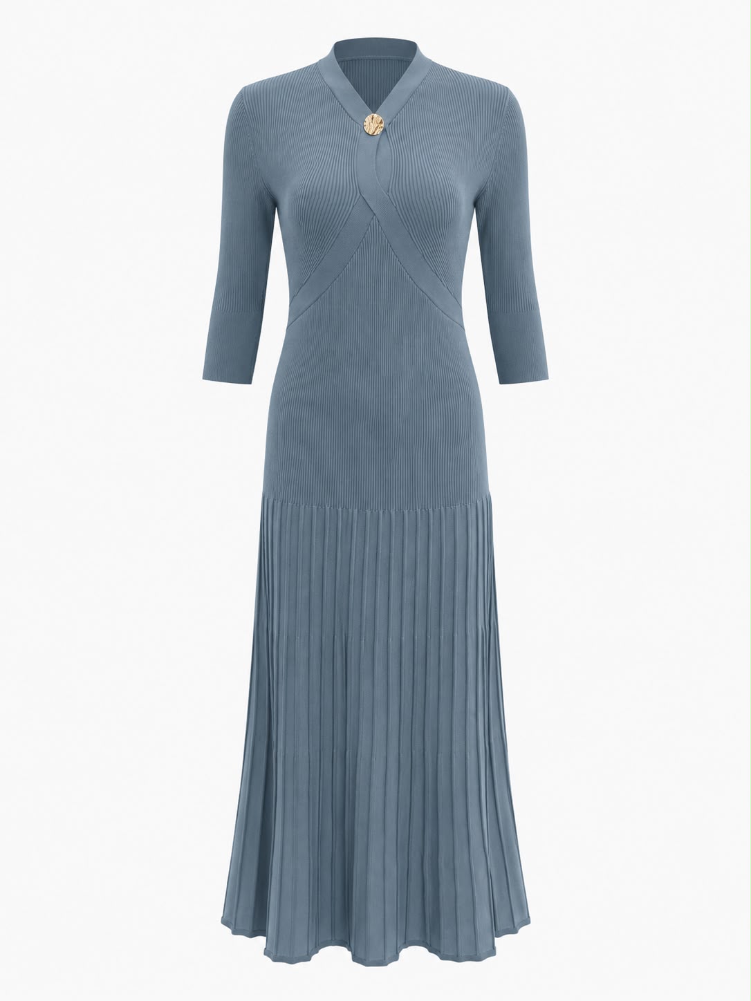 Aleeza Paris Atelier Pleated Dress – modest dress in Dusty Blue