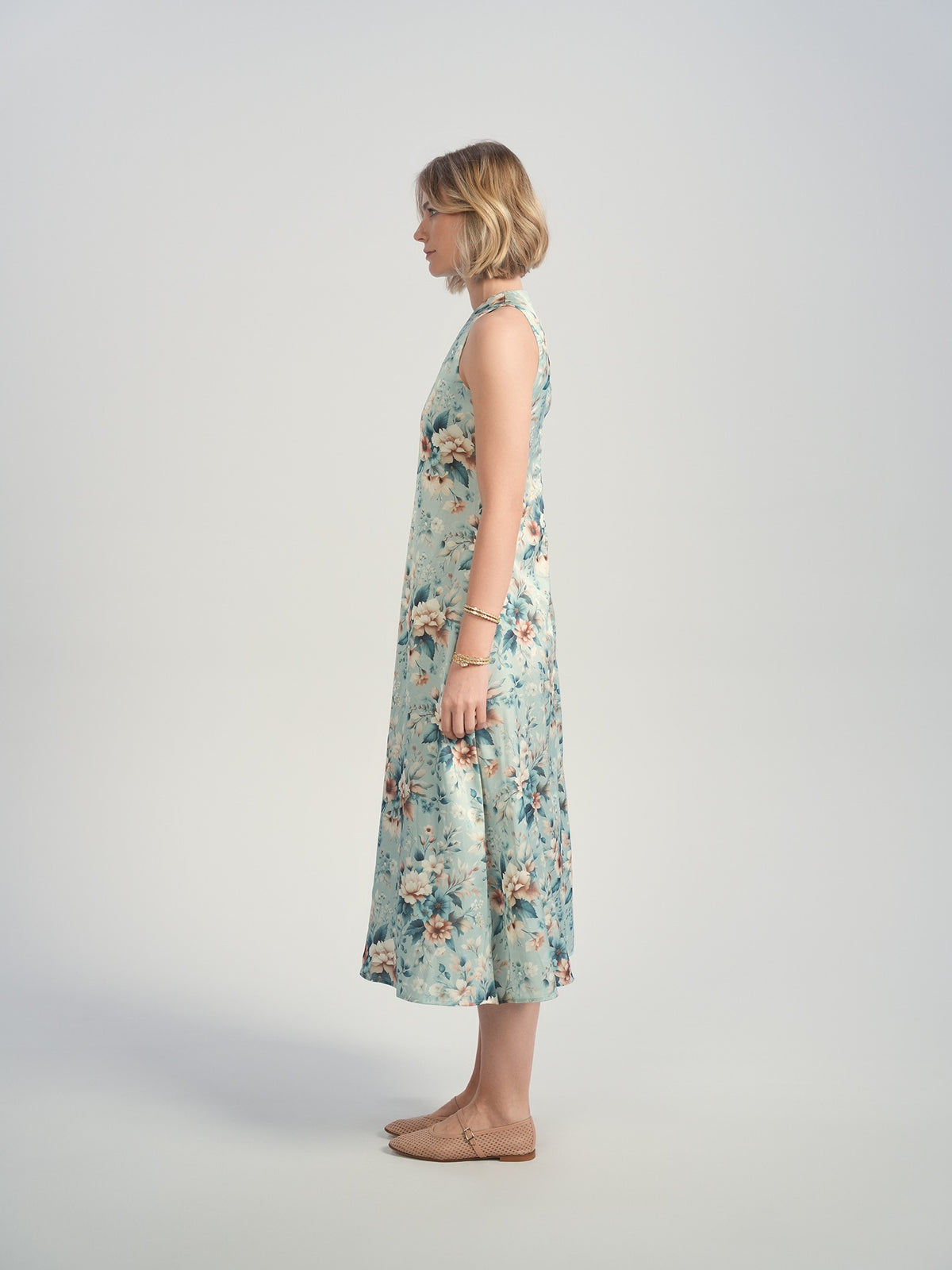 Aleeza Paris Bloom Jin Floral Slip Dress – modest dress in Blue Floral