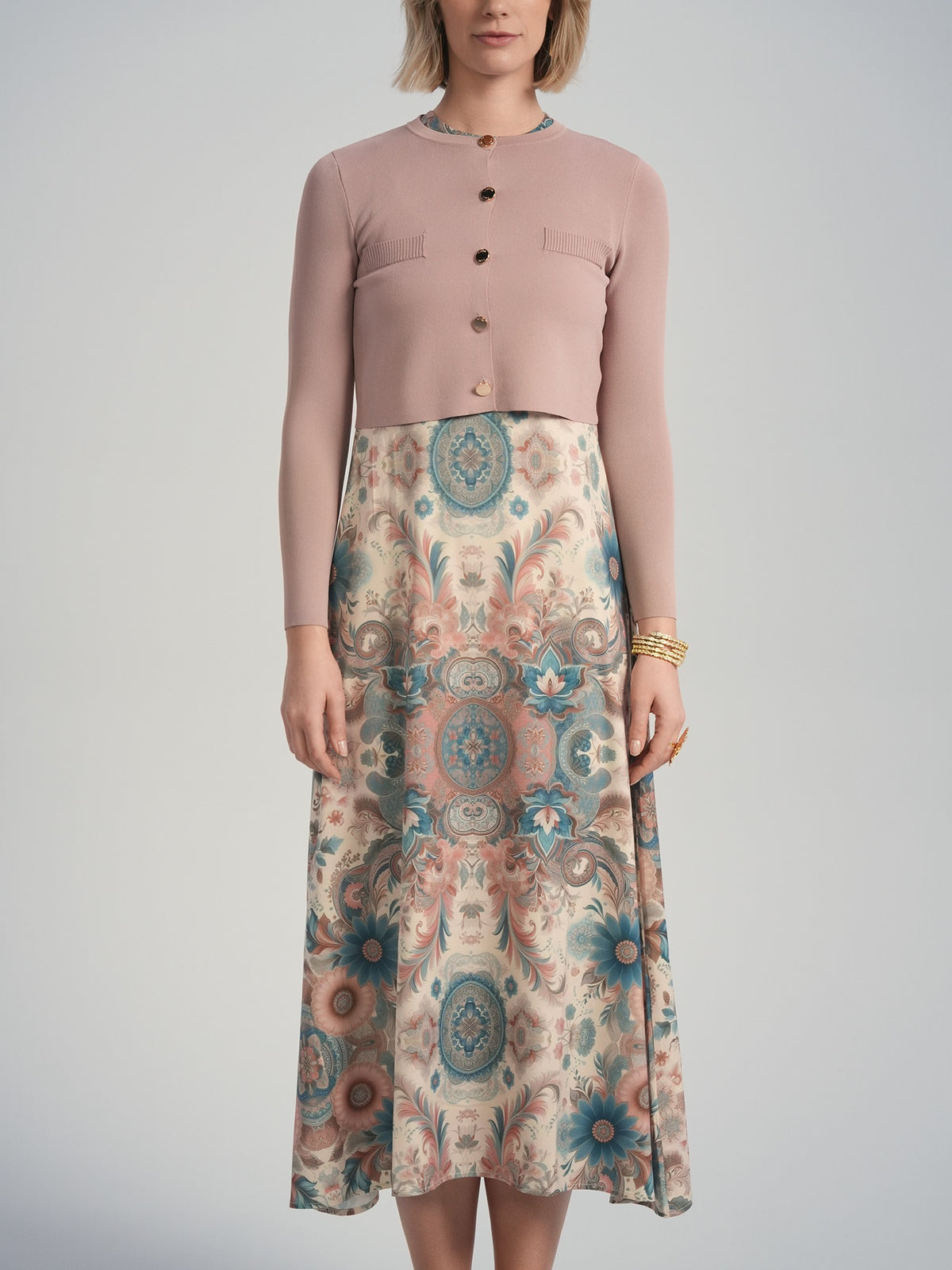 Aleeza Paris Bloom Magdaline Slip Dress – modest dress in Mixed Color