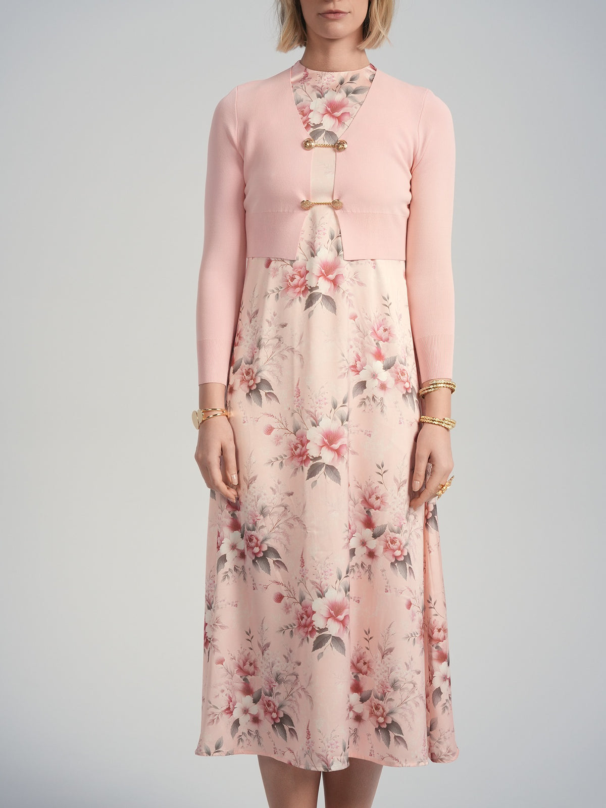 Aleeza Paris Bloom Maura Floral Slip dress – modest dress in Pink Floral