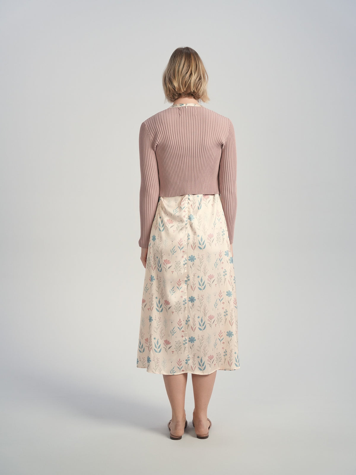 Aleeza Paris Bloom Tristan Slip Dress – modest dress in Dusty Pink And Dusty Blue Floral