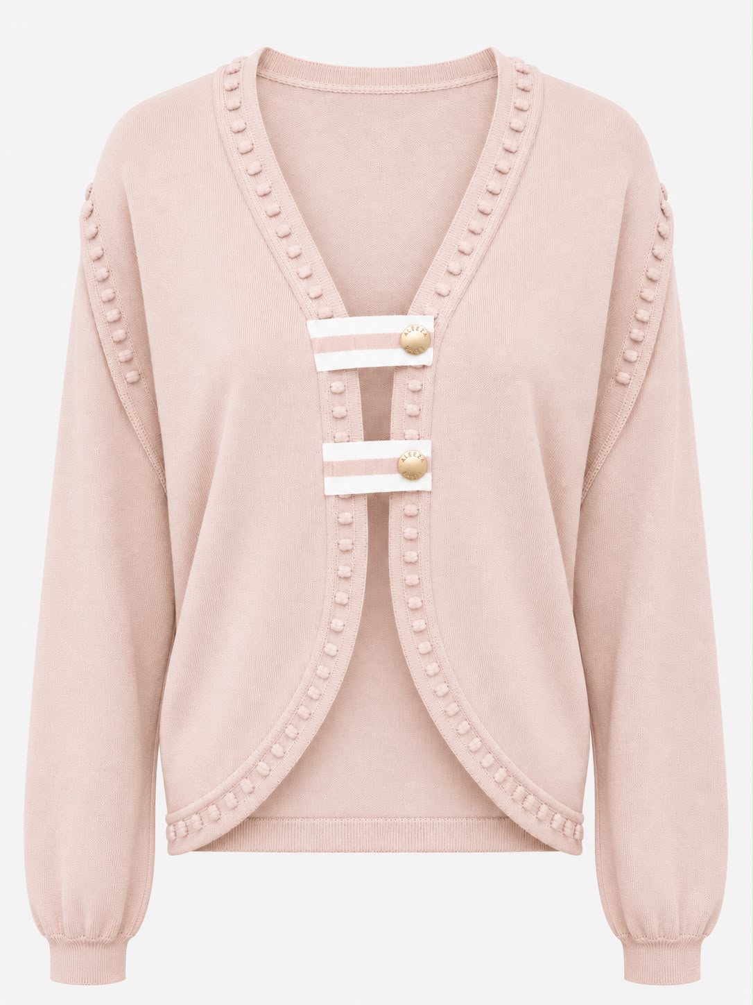 Aleeza Paris Bobble Trim Cardigan – modest top in Blush