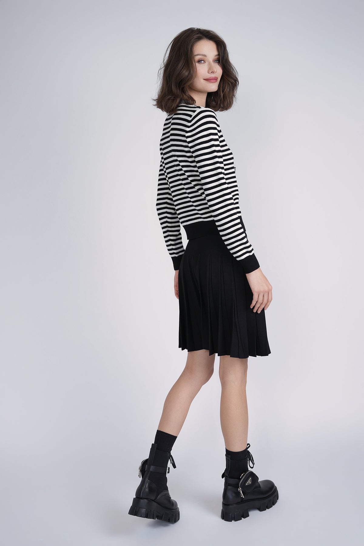 Aleeza Paris Bow Knit Cardigan – modest top in Black/Ivory