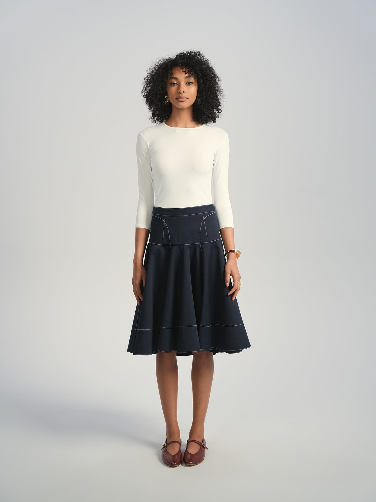 Aleeza Paris Brixie Skirt – modest skirt in Black With White Trim