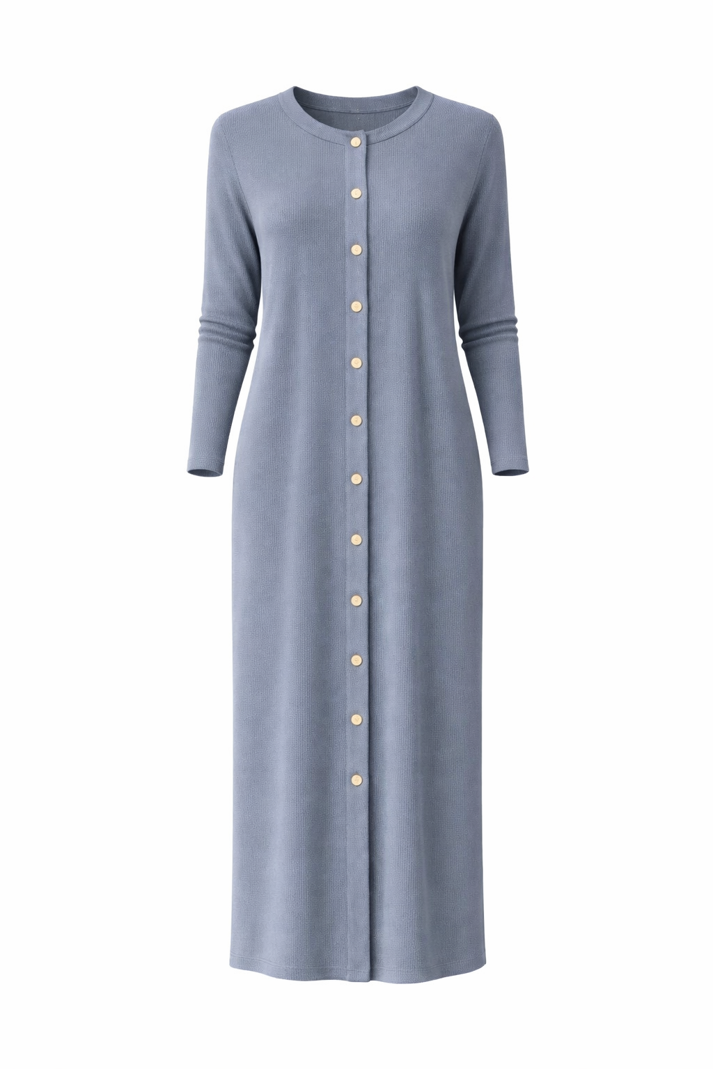 Aleeza Paris Button Down Lounge Dress – modest dress in Dusty Blue