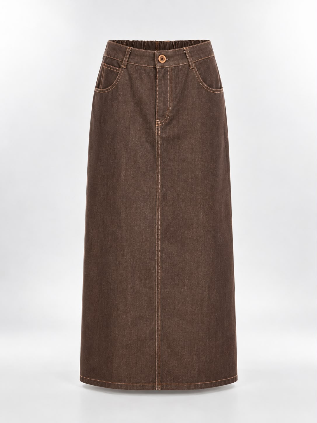 Aleeza Paris Calista Denim Skirt – modest skirt in Dark Brown