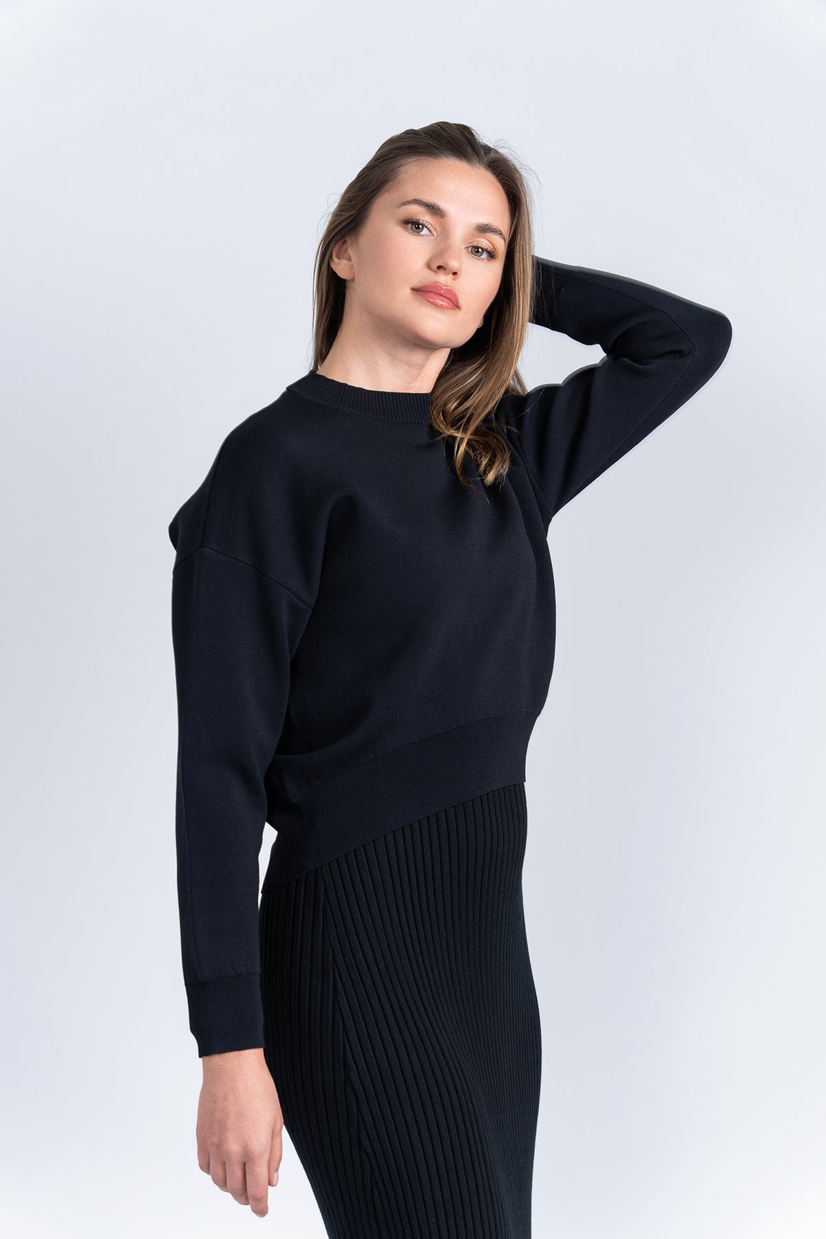 Aleeza Paris Classic Comfort Knit Top – modest top in Black