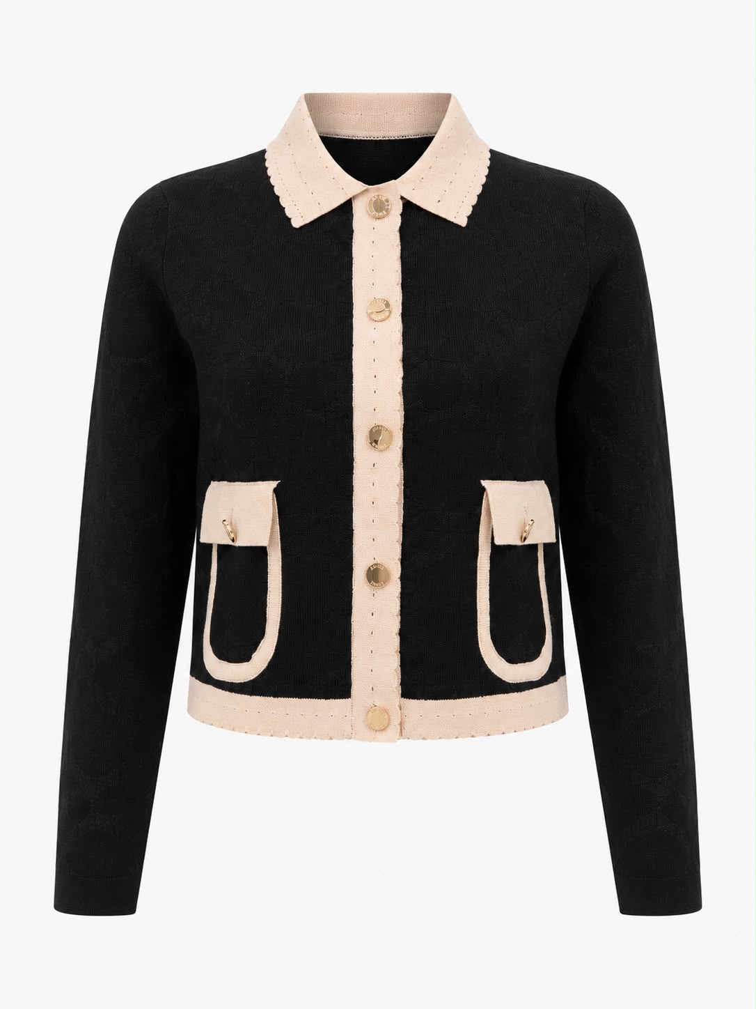 Aleeza Paris Contrast Trim Jacket – modest top in Black/Blush Pink