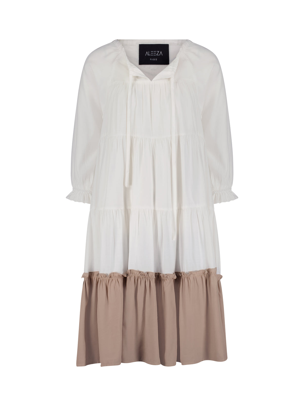 Aleeza Paris Cotton Tiered Dress – modest dress in White