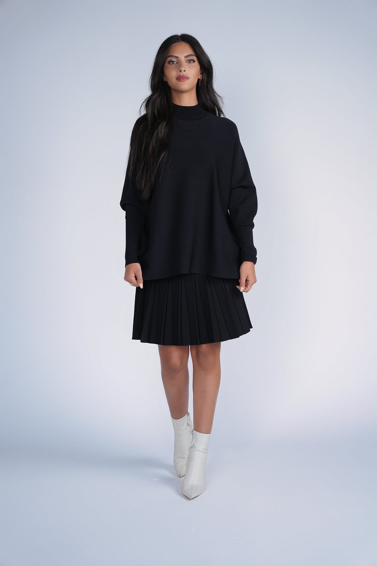 Aleeza Paris Cozy Loose Knit Top – modest top in Black