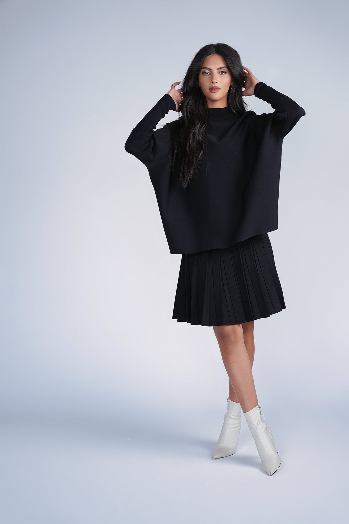Aleeza Paris Cozy Loose Knit Top – modest top in Black