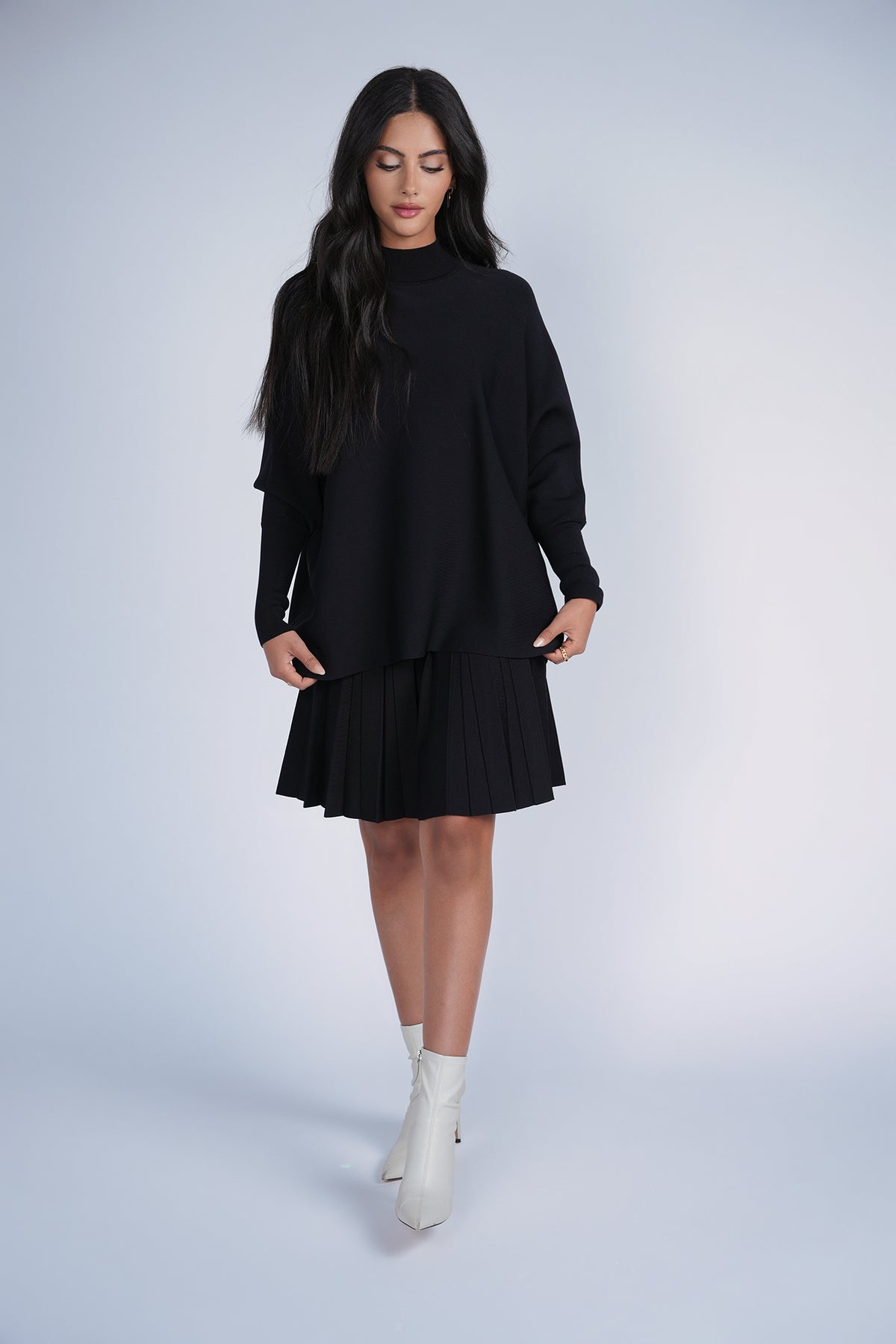 Aleeza Paris Cozy Loose Knit Top – modest top in Black