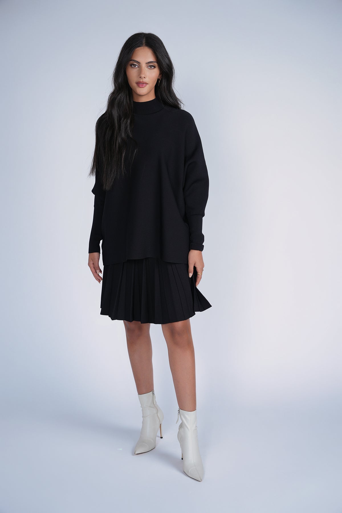 Aleeza Paris Cozy Loose Knit Top – modest top in Black