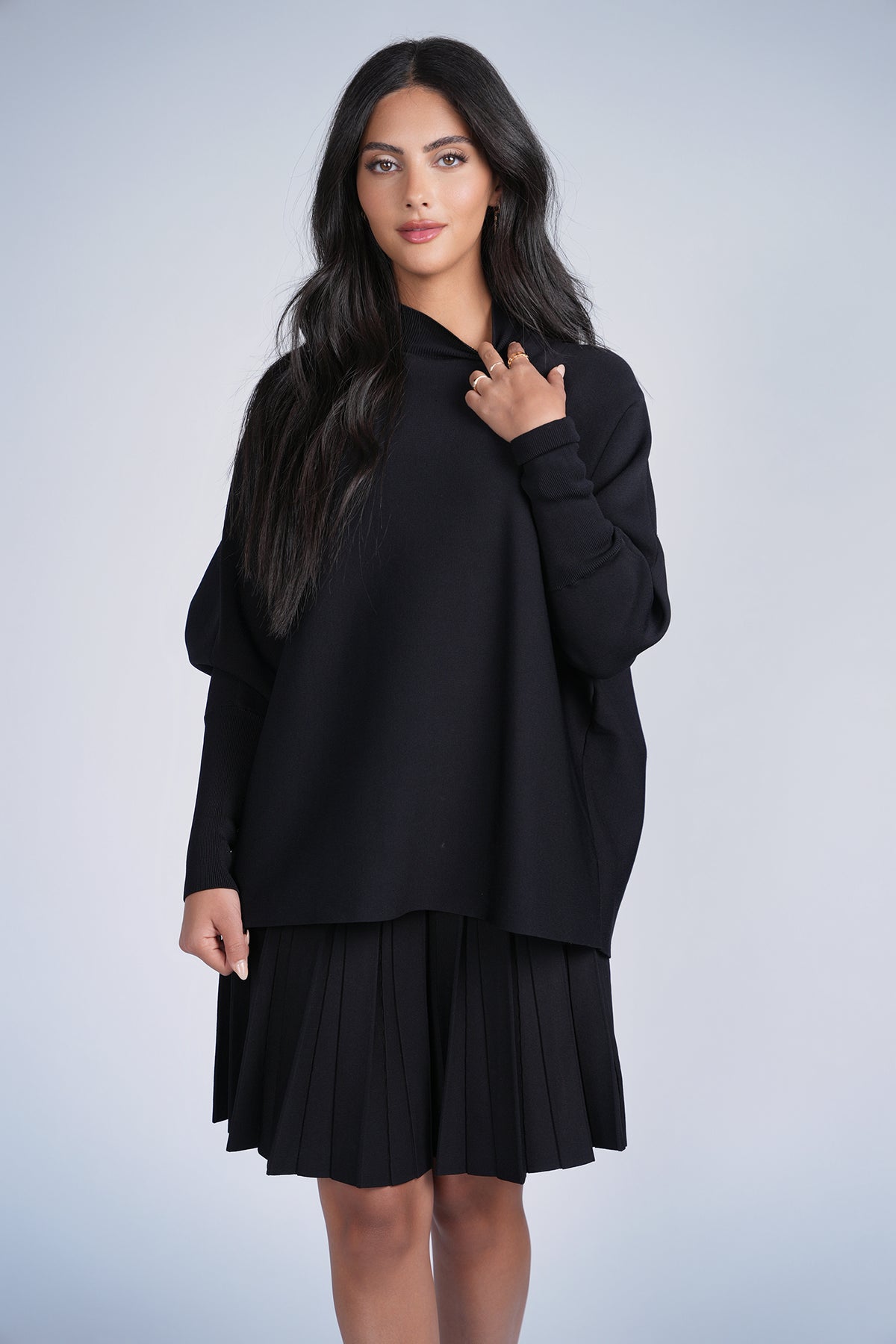 Aleeza Paris Cozy Loose Knit Top – modest top in Black