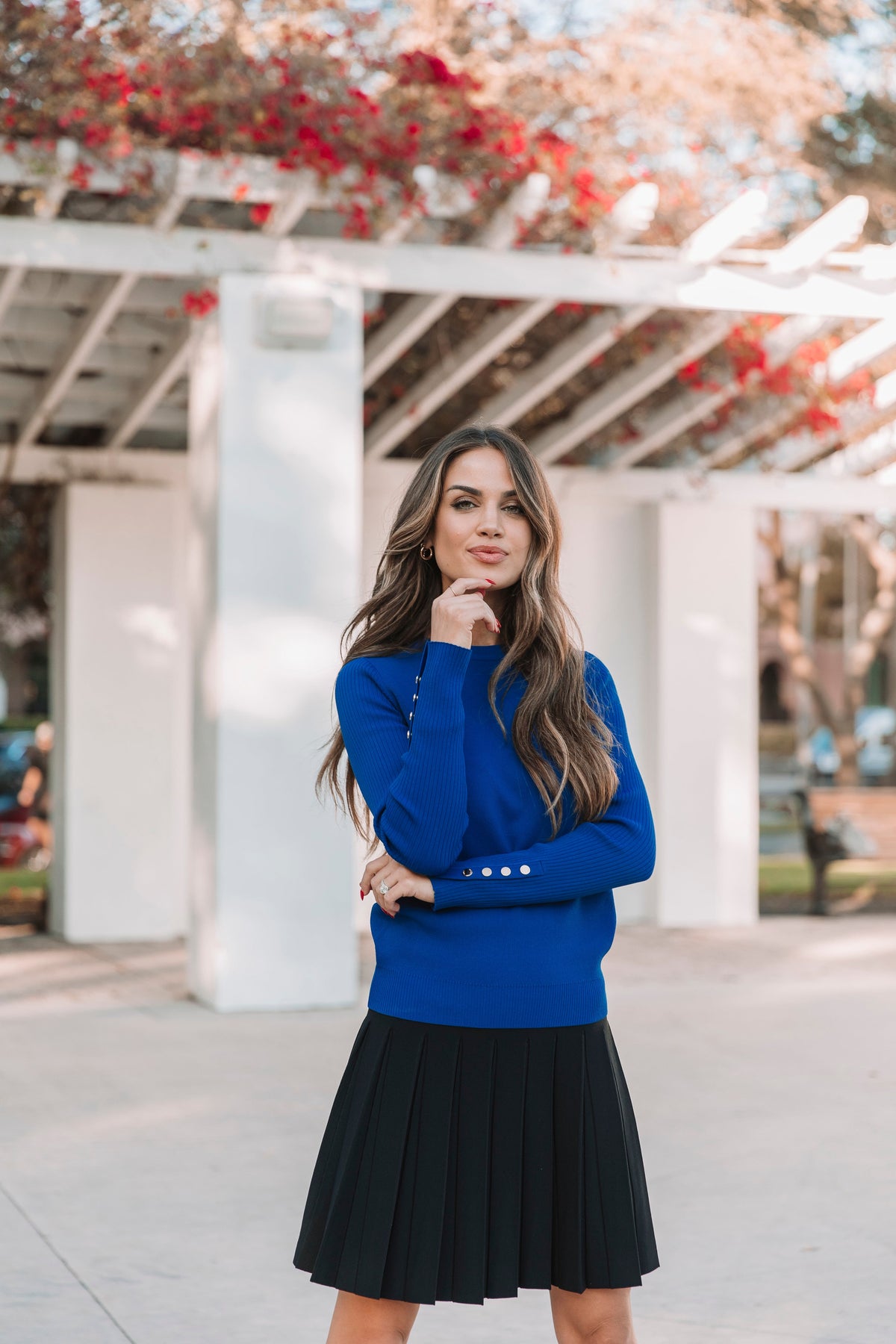 Aleeza Paris Darien Knit Top – modest top in Blue