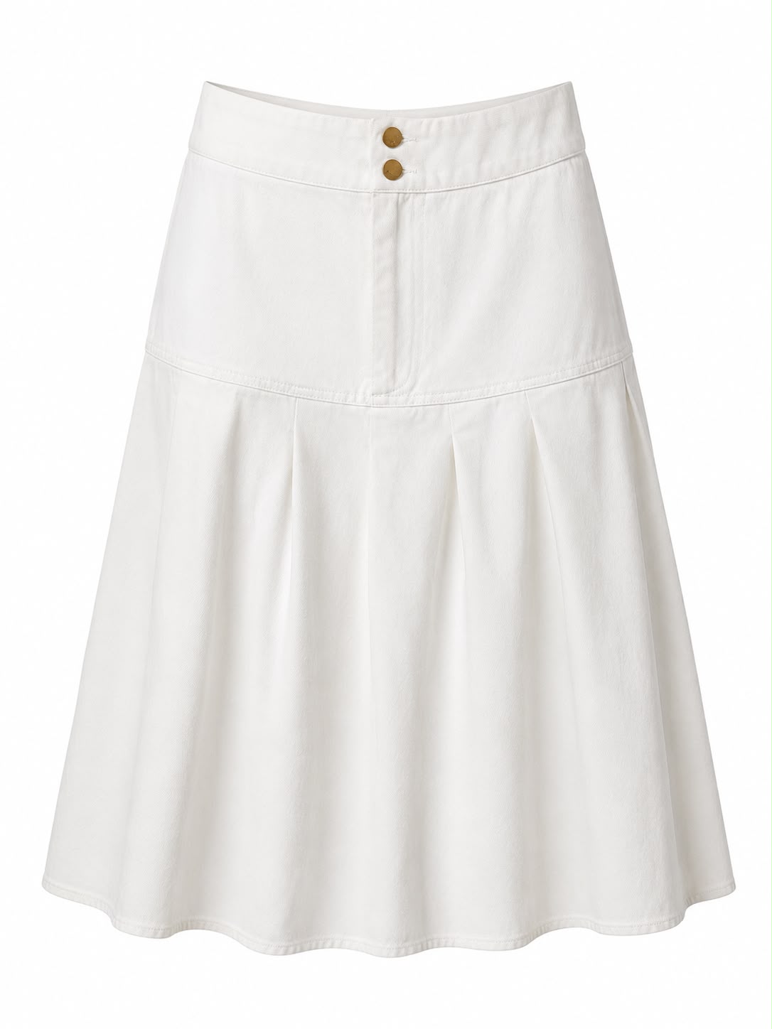 Aleeza Paris Denim Pleated Skirt – modest skirt in White Denim