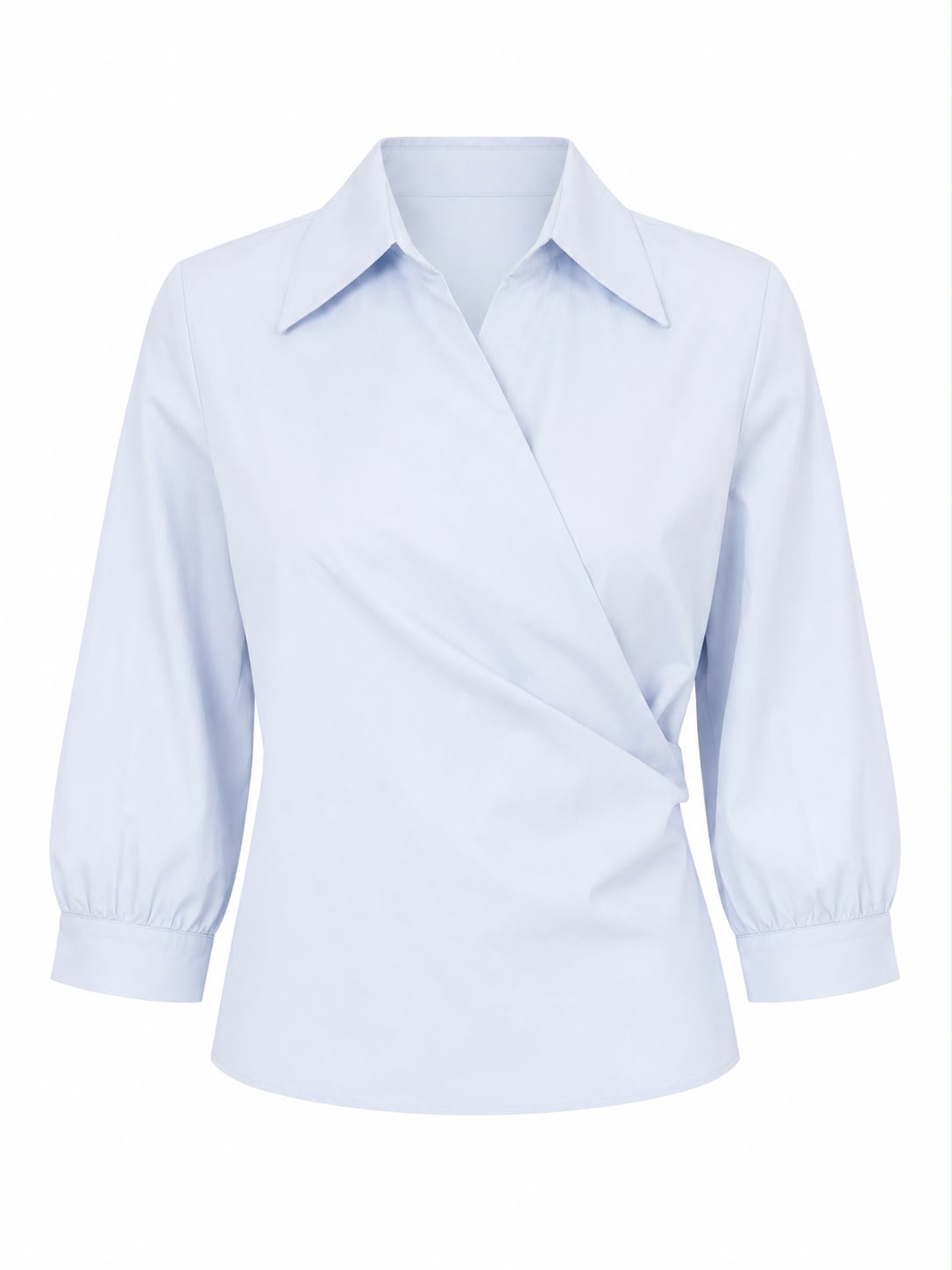 Aleeza Paris Draped Wrap Top – modest top in Baby Blue
