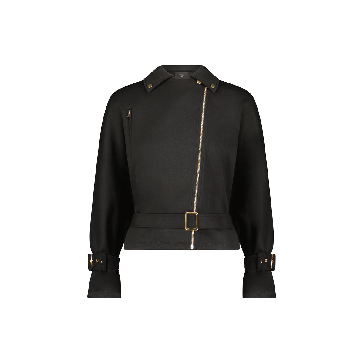 Elegant Belted Jacket - Black