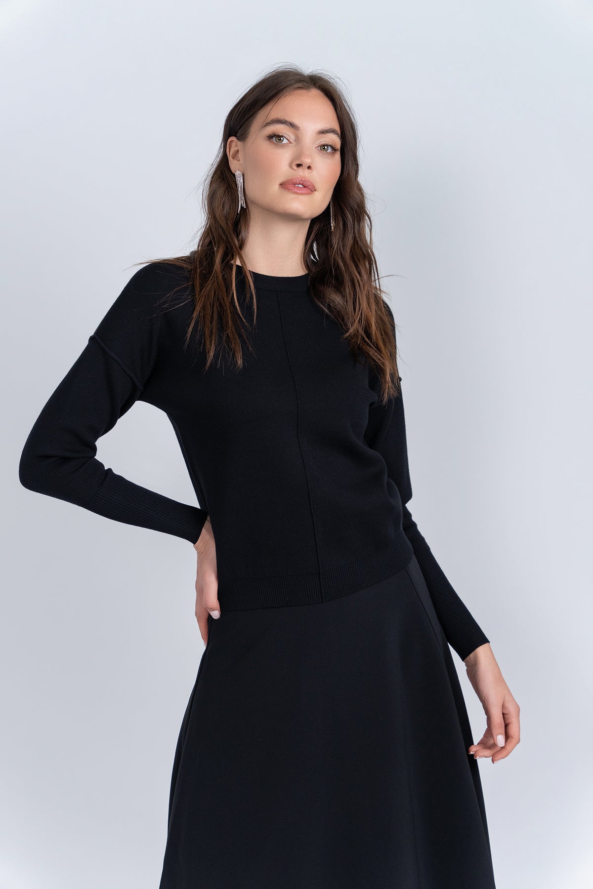 Aleeza Paris Essentiale Ease Knit Top – modest top in Black