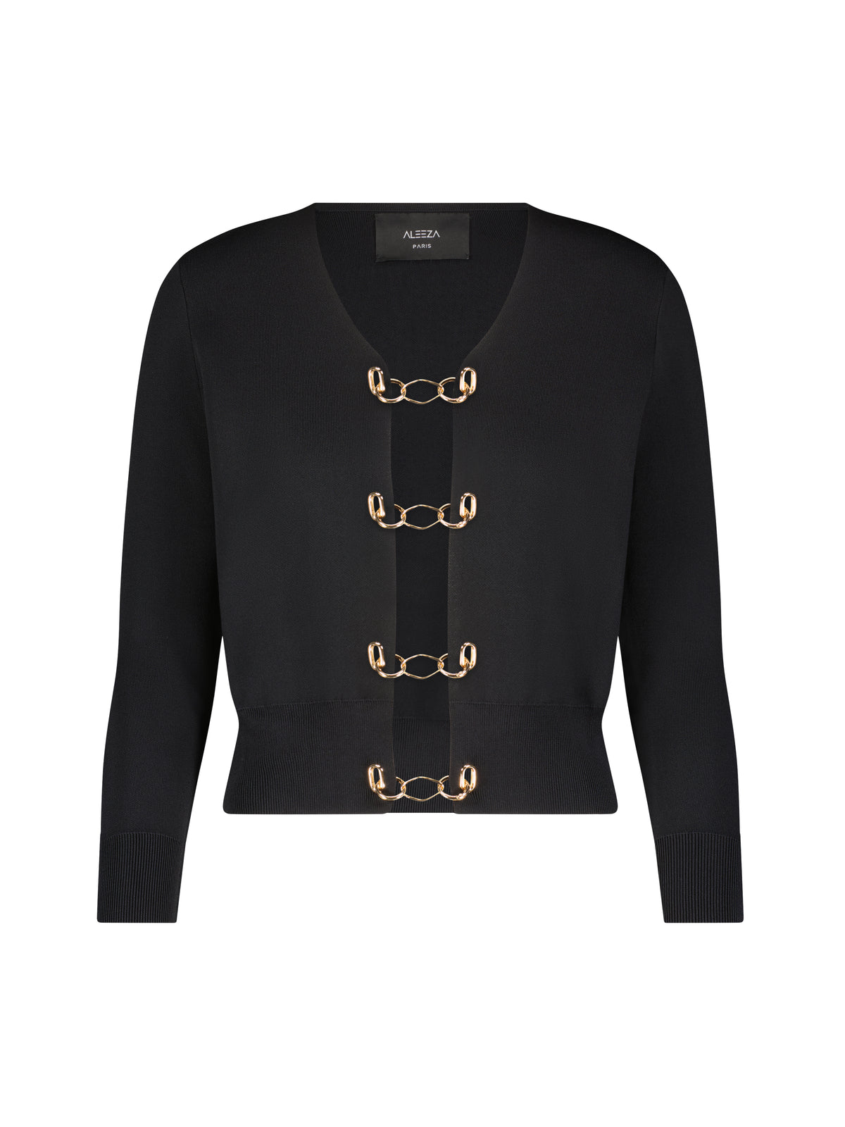 Aleeza Paris Grace Chain Cardigan – modest top in Black