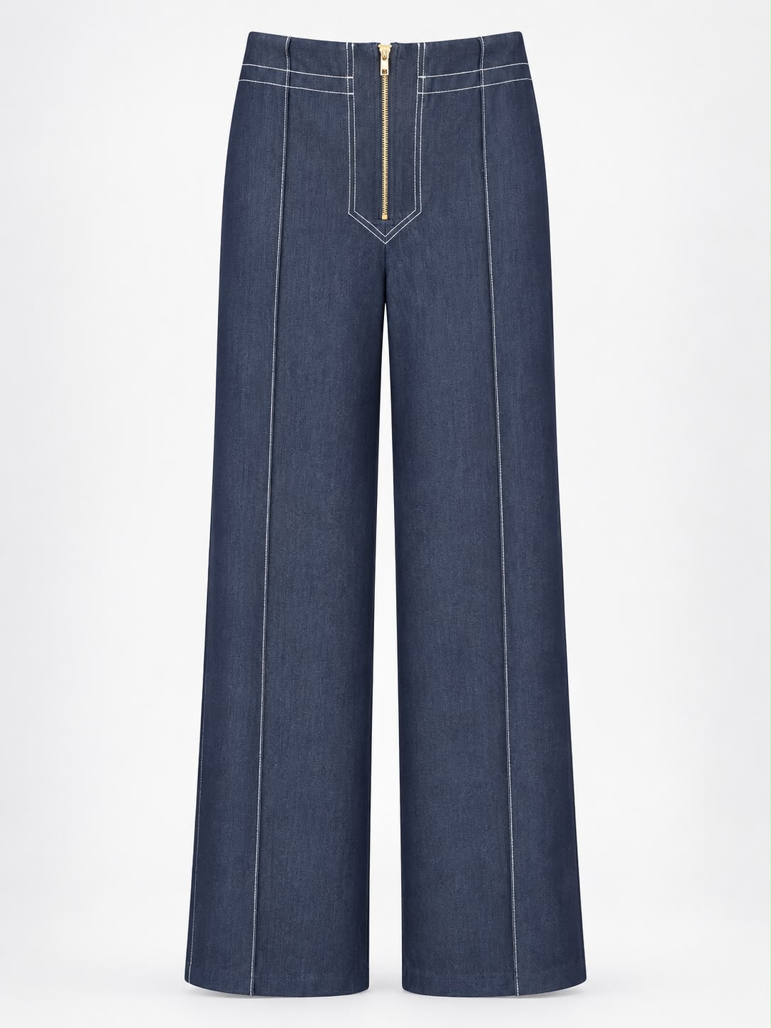 Aleeza Paris High-Waisted Denim Pants – modest pants in Navy